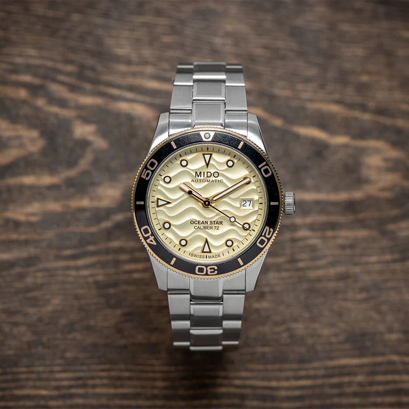 Ocean Star Black and Yellow-Gold PVD Bezel 39mm - Champagne on Bracelet