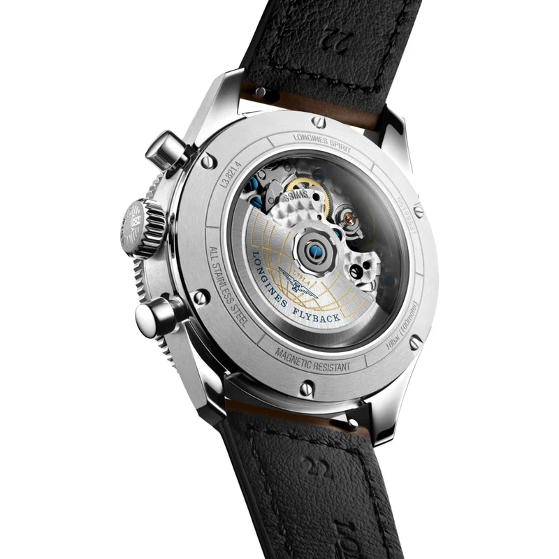 Spirit Flyback 42mm - Black on Leather Strap