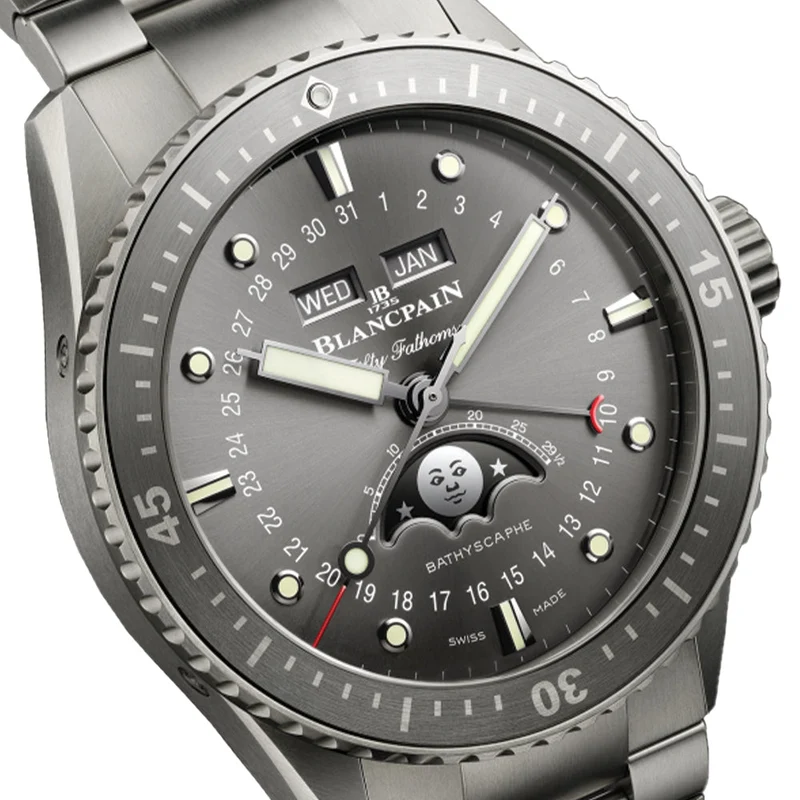 Fifty Fathoms Bathyscaphe Complete Calendar Moonphase Titanium 43mm - Grey on Bracelet