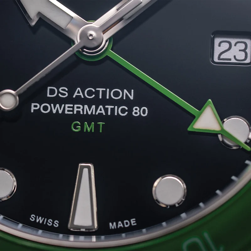 DS Action GMT Powermatic 80 41mm - Black on Bracelet
