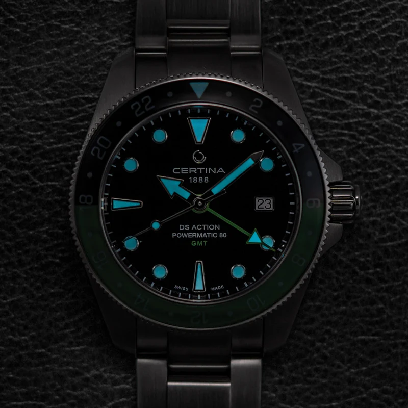 DS Action GMT Powermatic 80 41mm - Black on Bracelet