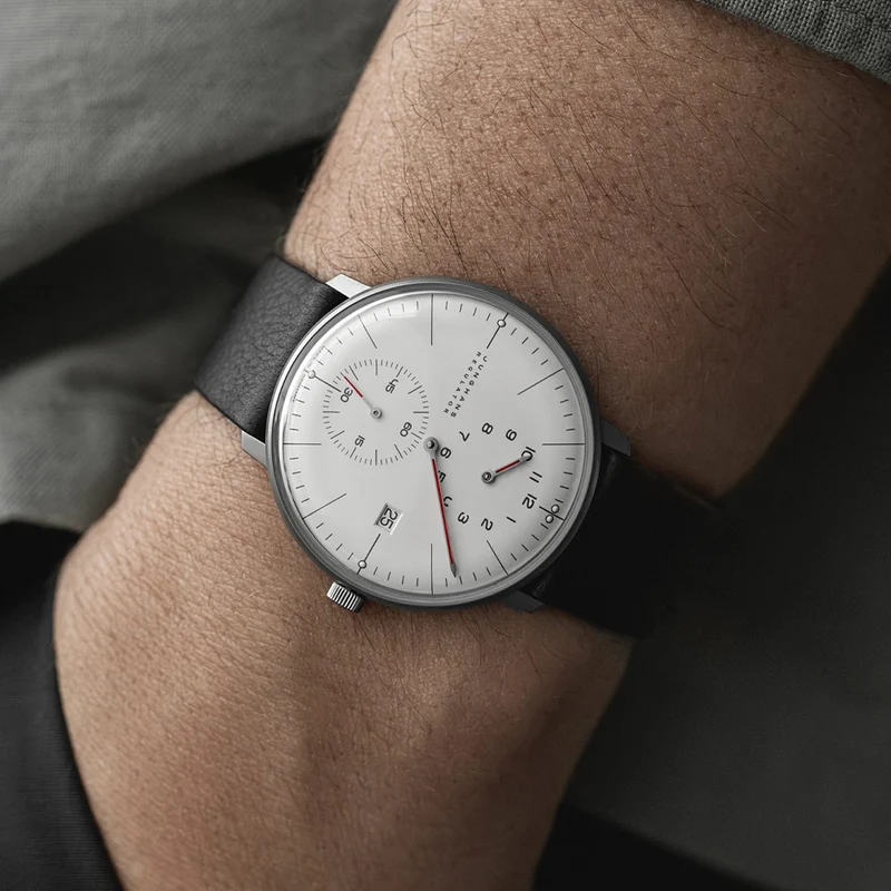 Max Bill Regulator Bauhaus 40mm - White on Leather Strap