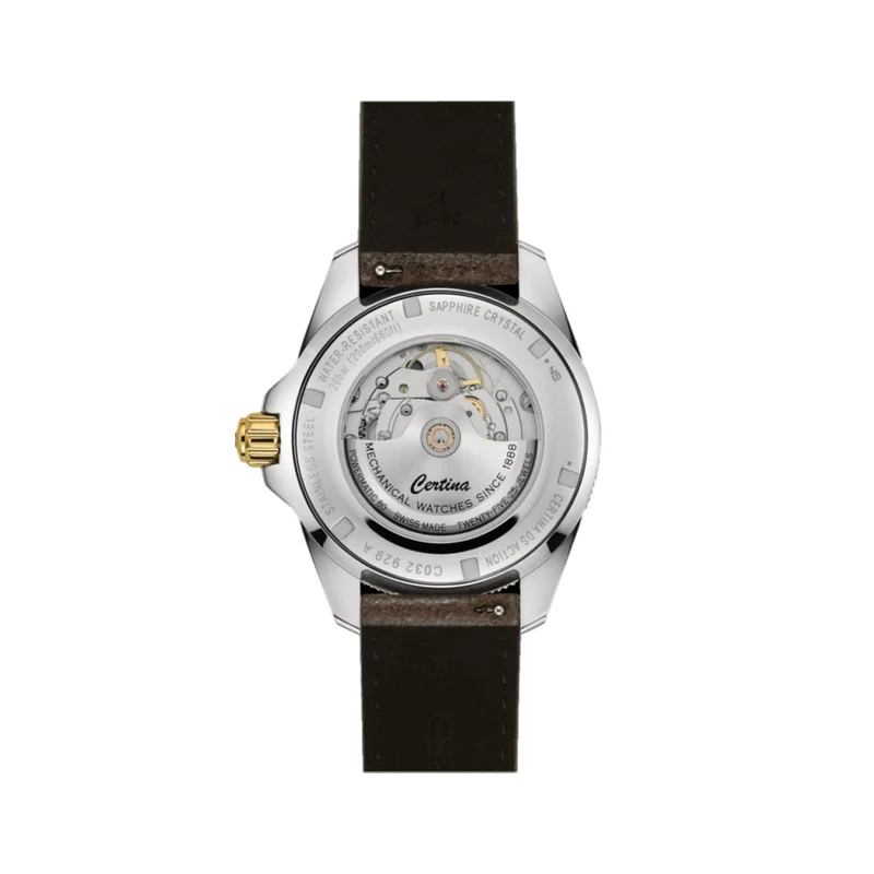 DS Action GMT Powermatic 80 Gold PVD 41mm - Black Dial on Strap