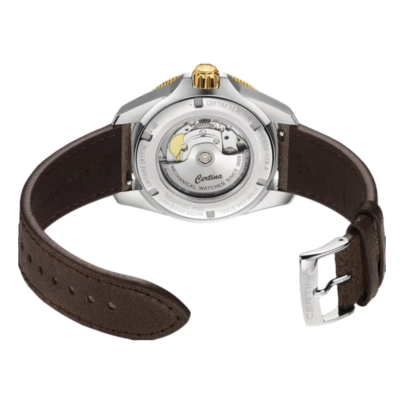 DS Action GMT Powermatic 80 Gold PVD 41mm - Black Dial on Strap