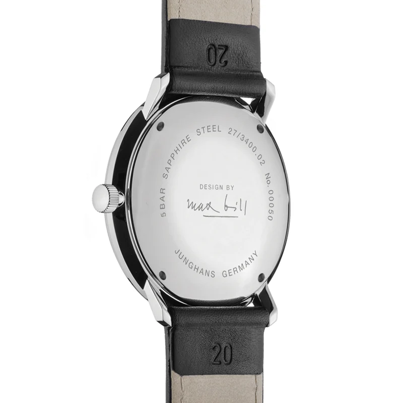 Max Bill Automatic w/ Numerals and Sapphire Crystal 38mm - Black on Leather Strap