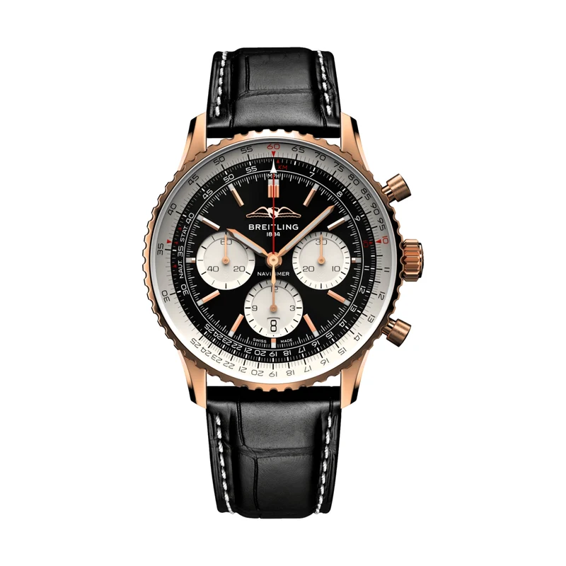 Navitimer B01 Chronograph 18k Red Gold 43mm - Black on Leather Strap