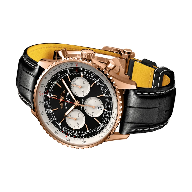 Navitimer B01 Chronograph 18k Red Gold 43mm - Black on Leather Strap