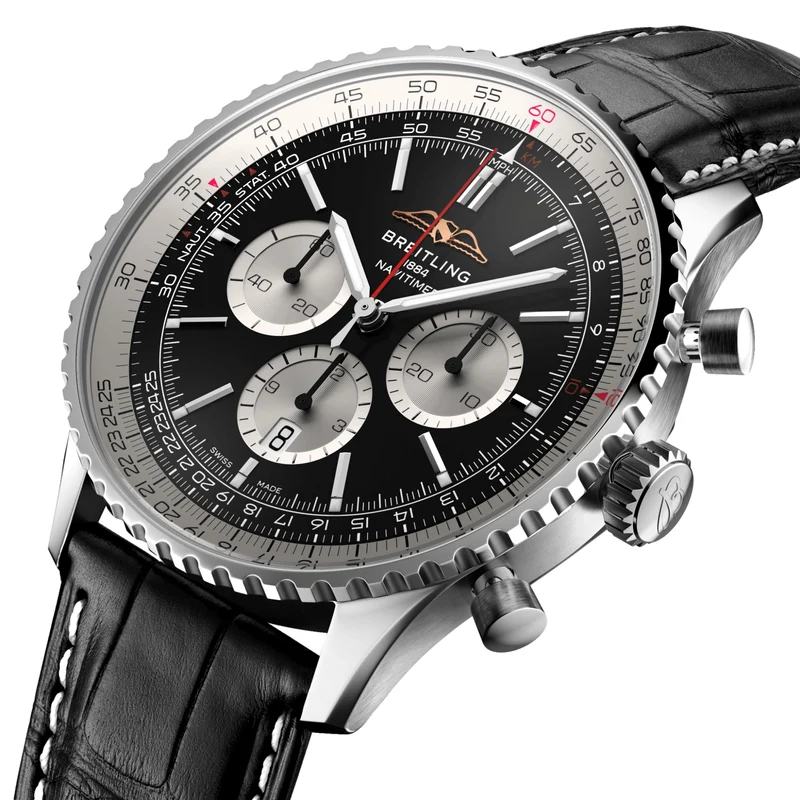 Navitimer B01 Chronograph 46mm - Black on Leather Strap