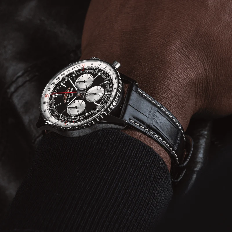 Navitimer B01 Chronograph 46mm - Black on Leather Strap
