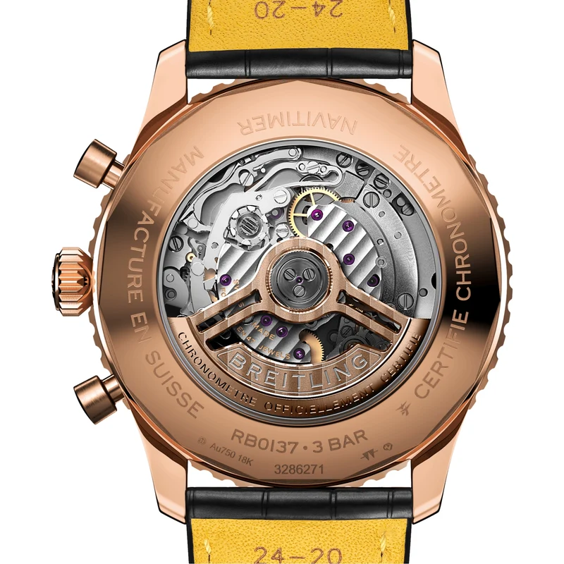 Navitimer B01 Chronograph 18k Red Gold 46mm - Silver on Leather Strap