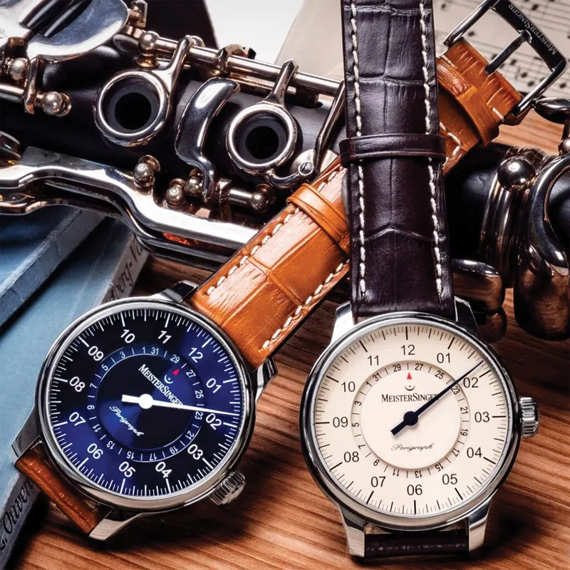 Perigraph 43mm - Sunburst Blue on Leather Strap
