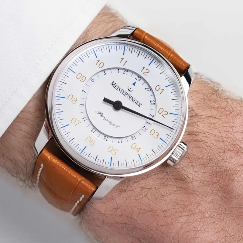 Perigraph 43mm - White on Leather Strap