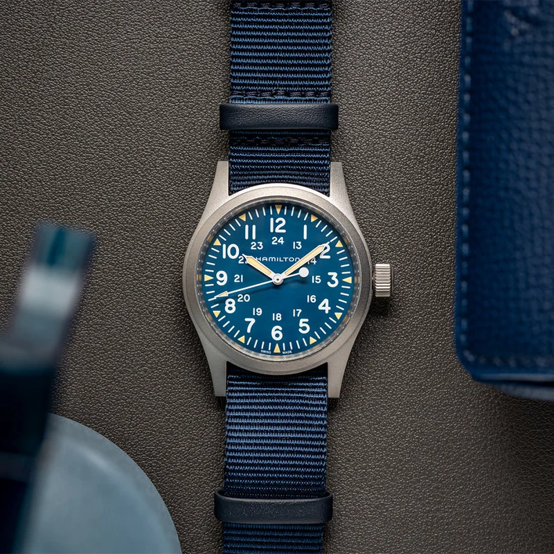 Khaki Field Mechanical 38mm - Blue on Textile Strap