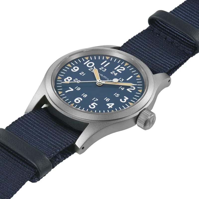 Khaki Field Mechanical 38mm - Blue on Textile Strap
