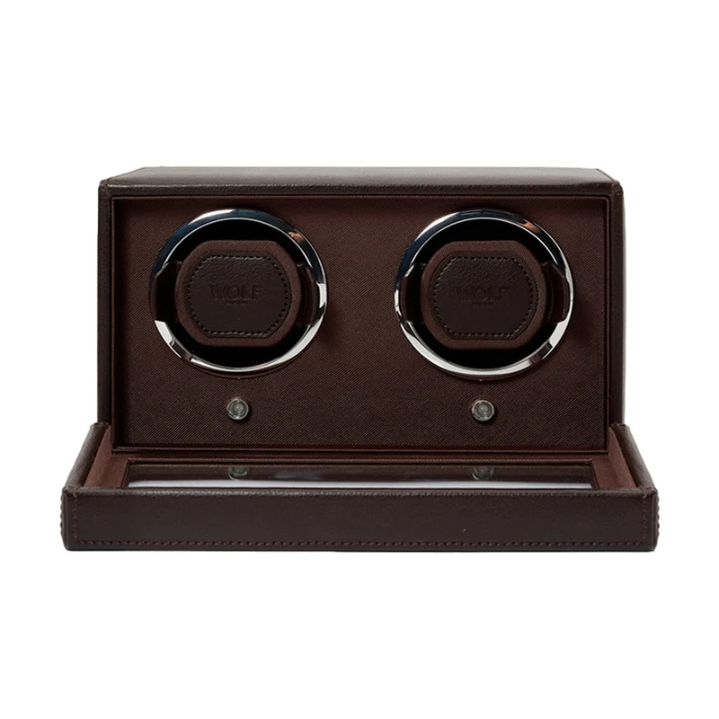 Cub Double Watch Winder with Cover - Brown
