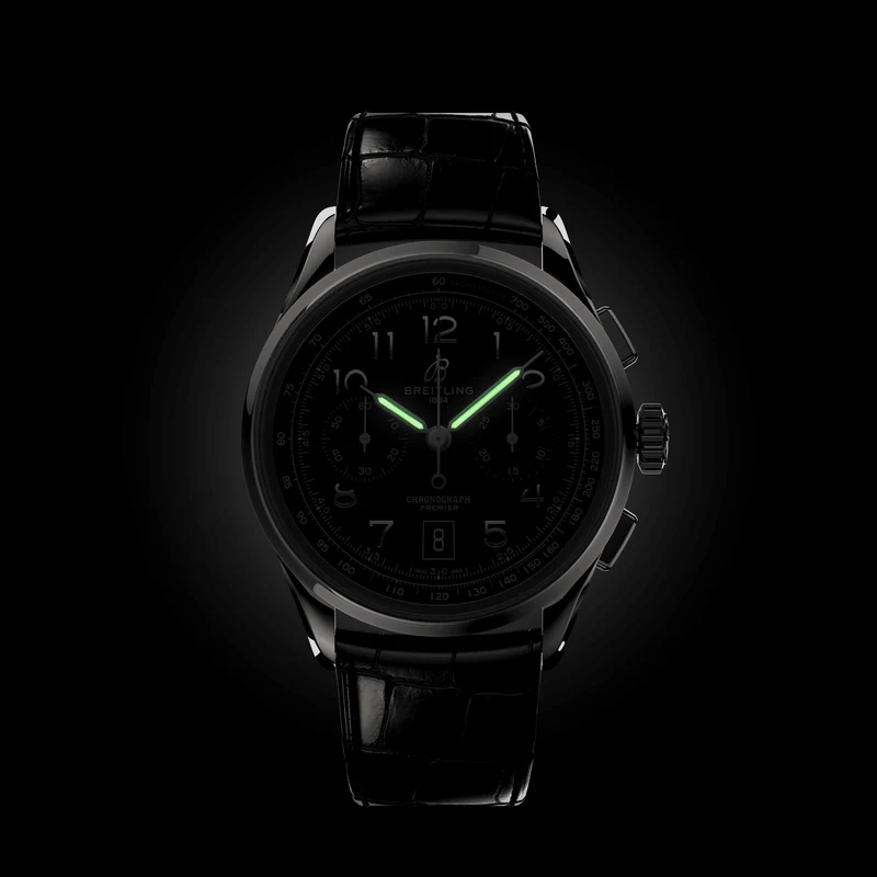Premier B01 Chronograph 42mm - Black on Leather Strap