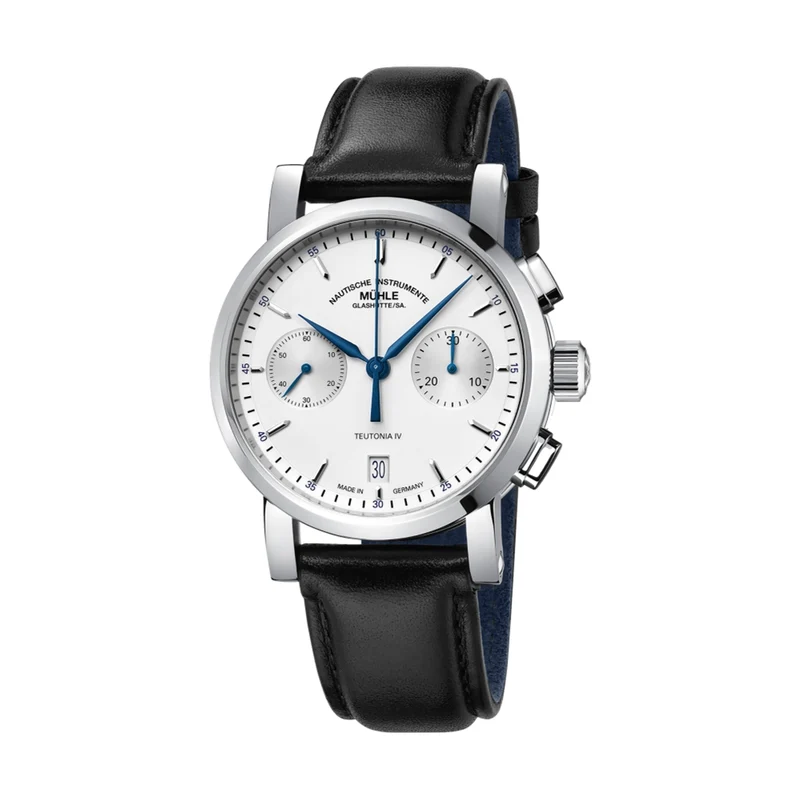 Teutonia IV Chronograph 39mm - White on Leather Strap