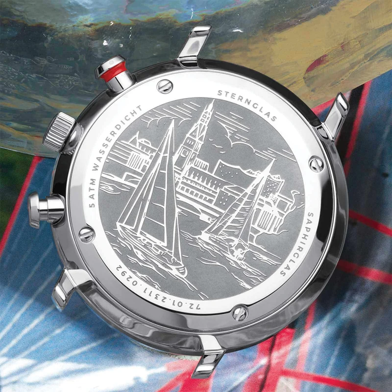 Hamburg Mecha-Quartz Chrono 42mm - Silver on Leather Strap