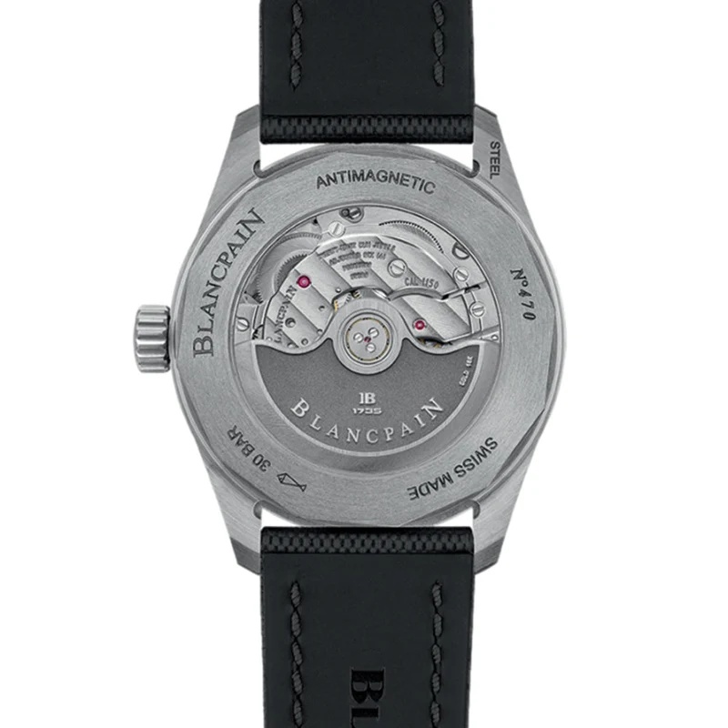 Fifty Fathoms Bathyscaphe Steel and Black Bezel 38mm - Grey on Sail-canvas Strap