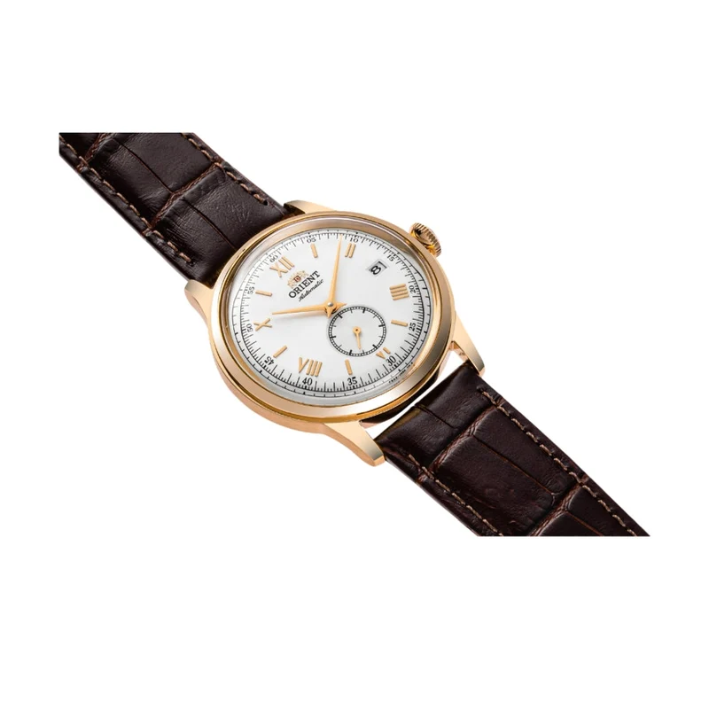 Bambino Version 7 Small Seconds Gold-Tone 38mm - White on Leather Strap