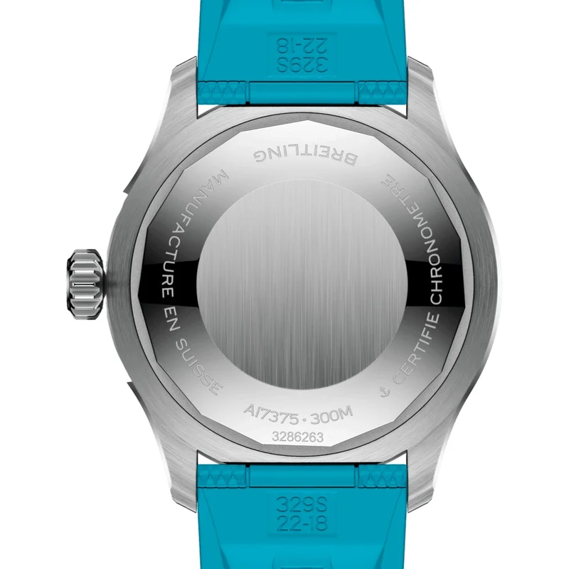 Superocean Automatic 42mm - Black w/ Rainbow Indices on Blue Rubber Strap
