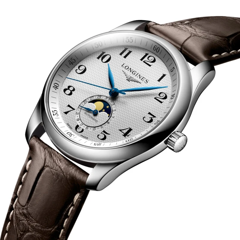 Master Collection Moonphase 40mm - Silver "Barleycorn" on Leather Strap