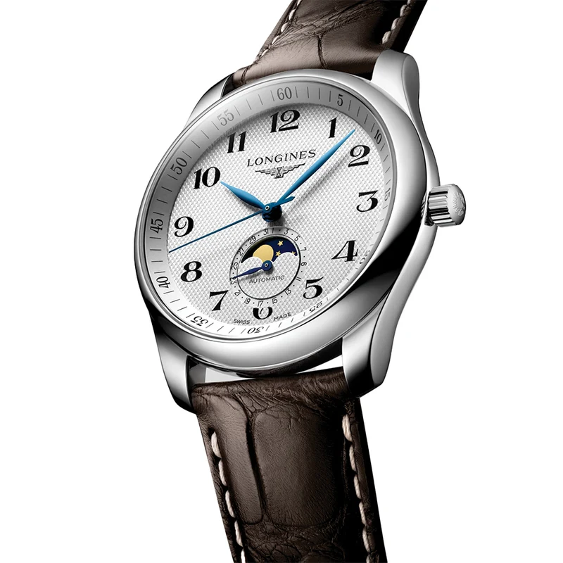 Master Collection Moonphase 40mm - Silver "Barleycorn" on Leather Strap