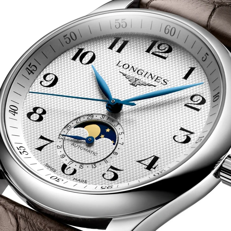 Master Collection Moonphase 40mm - Silver "Barleycorn" on Leather Strap