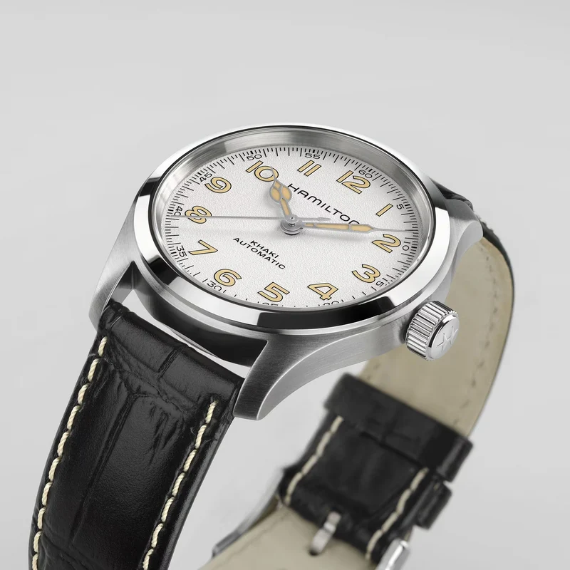 Khaki Field Murph 38mm - White on Leather Strap