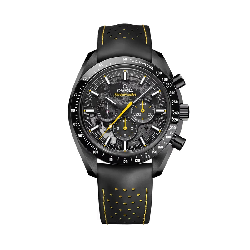 Apollo 8 Speedmaster Dark Side Of The Moon Chronograph 44.25mm - Black on Rubber Strap