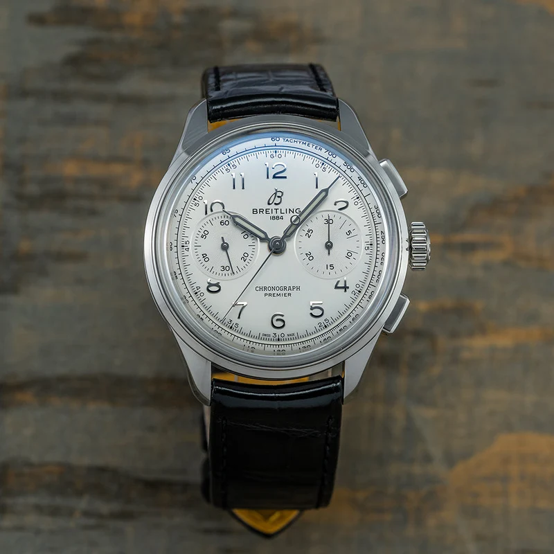 Premier B09 Chronograph 40mm - Silver on Leather Strap