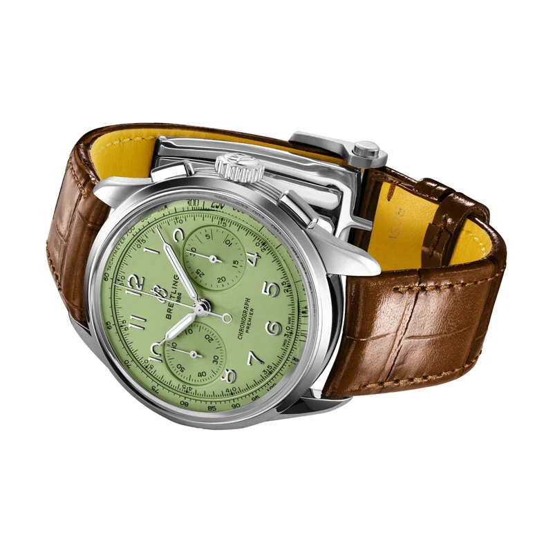 Premier B09 Chronograph 40mm - Pistachio Green on Leather Strap