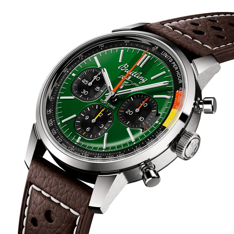 Top Time B01 Ford Mustang 41mm - Green on Leather Strap