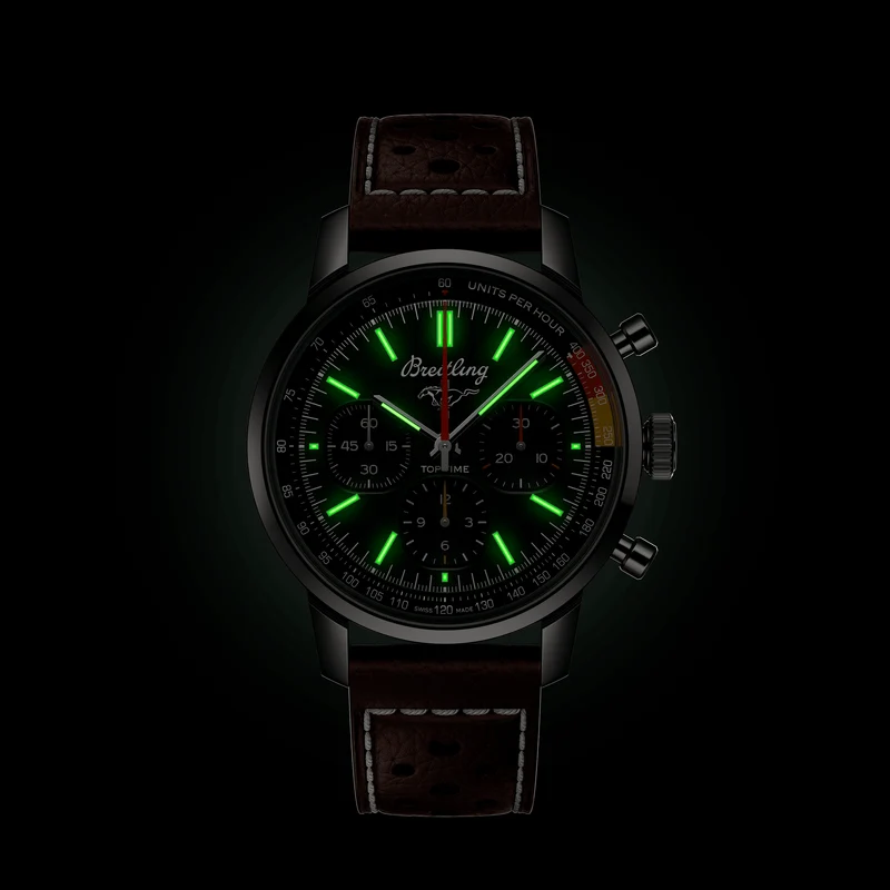 Top Time B01 Ford Mustang 41mm - Green on Leather Strap