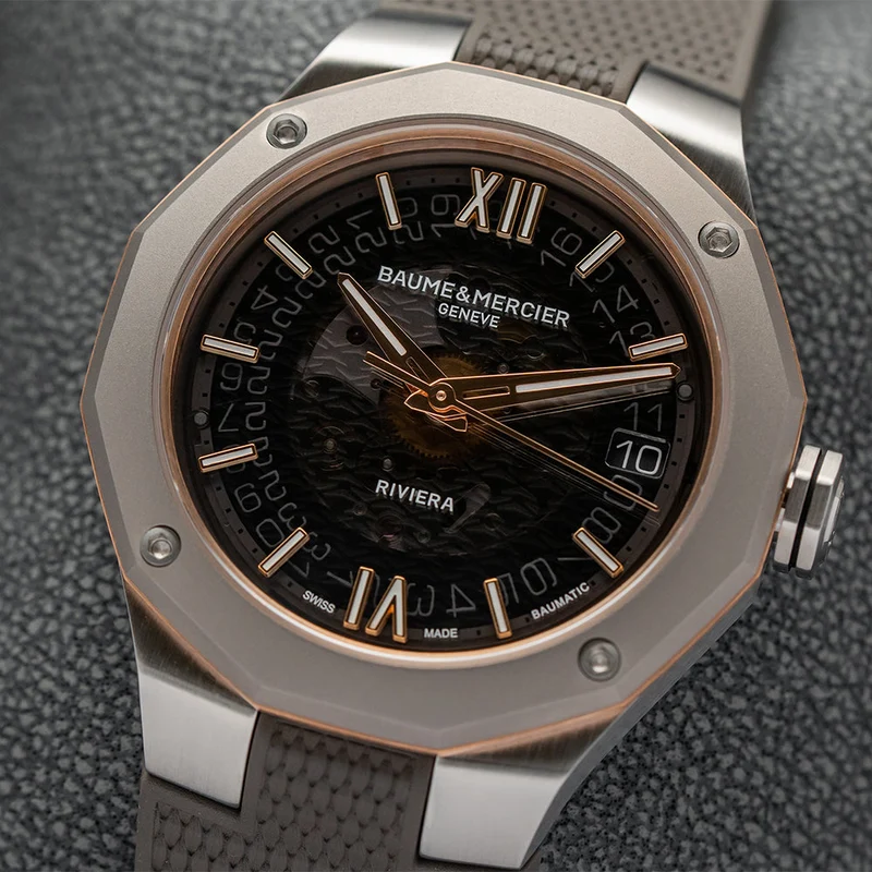 Riviera 10720 Titanium Automatic Date 39mm - Grey on Rubber Strap