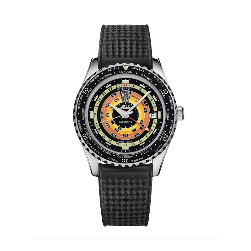 Ocean Star Decompression Worldtimer 40.5mm - Black on Rubber Strap w/ Additional Bracelet
