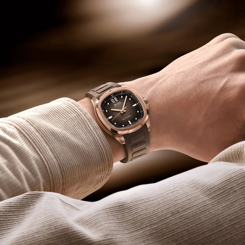 Multifort TV Big Date Rose Gold-Tone 40mm - Brown on Rubber Strap