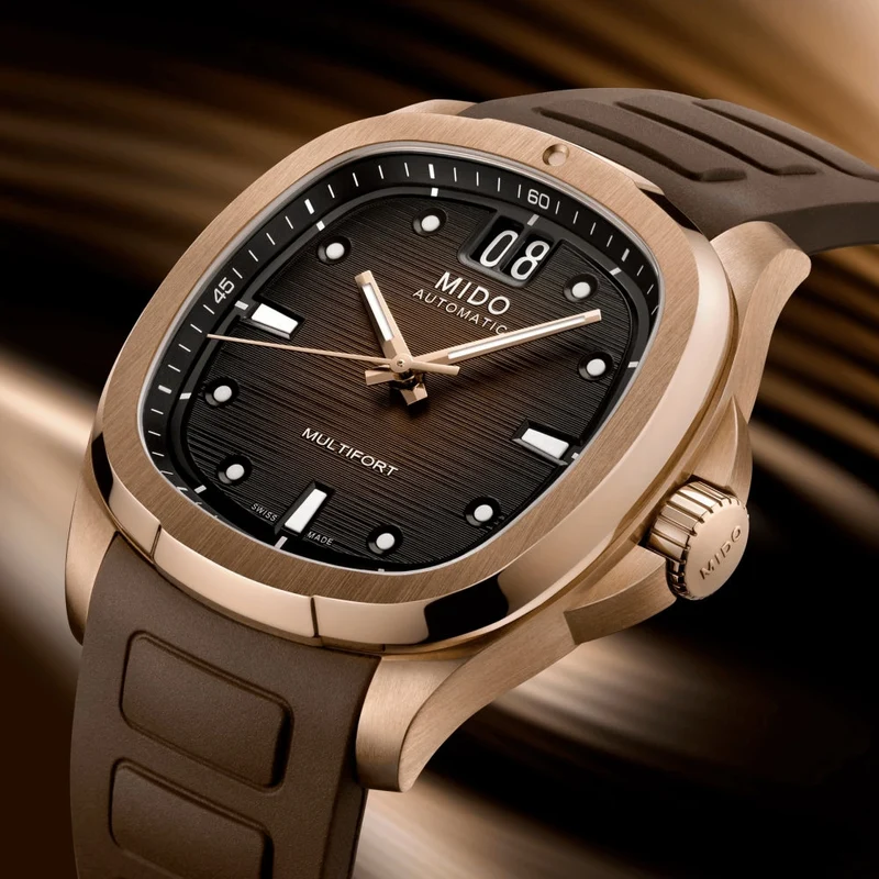 Multifort TV Big Date Rose Gold-Tone 40mm - Brown on Rubber Strap