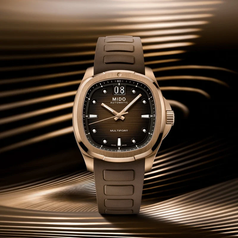 Multifort TV Big Date Rose Gold-Tone 40mm - Brown on Rubber Strap