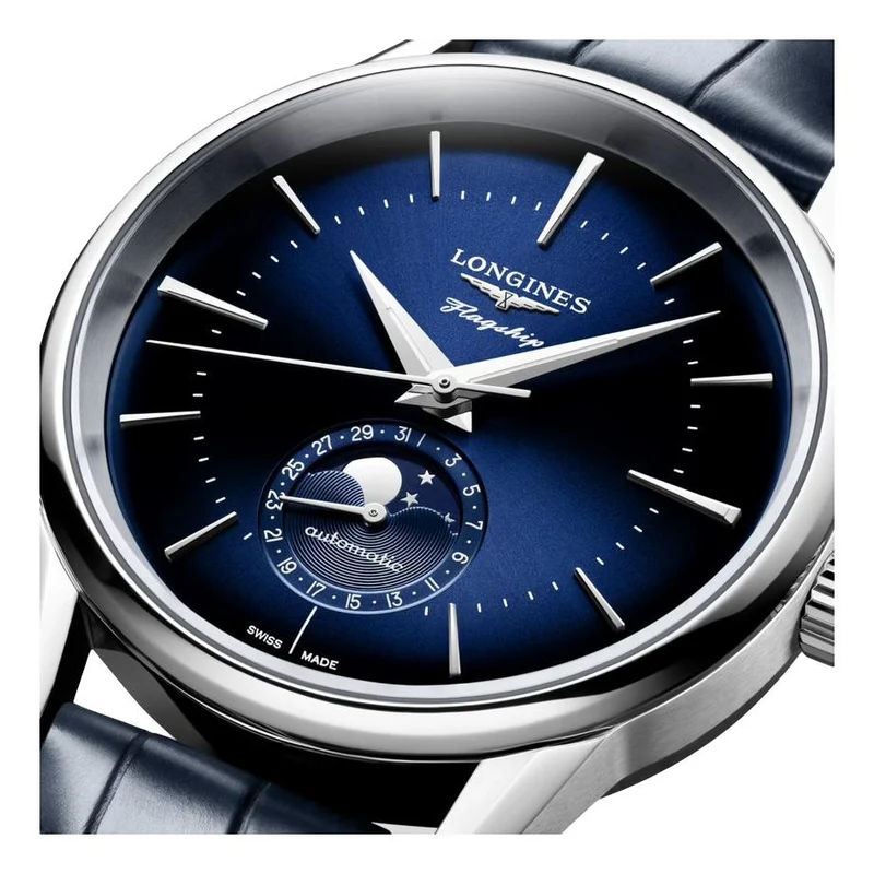 Flagship Heritage Moonphase 38.5mm - Sunray Blue on Leather Strap