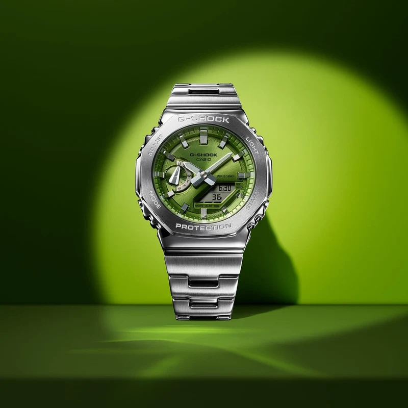 GM-2110D-3A G-Steel 44.4mm - Green on Bracelet
