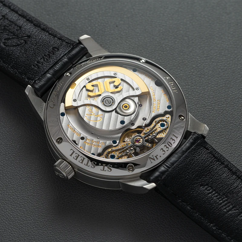 PanoMaticLunar 40mm - Silver on Leather Strap
