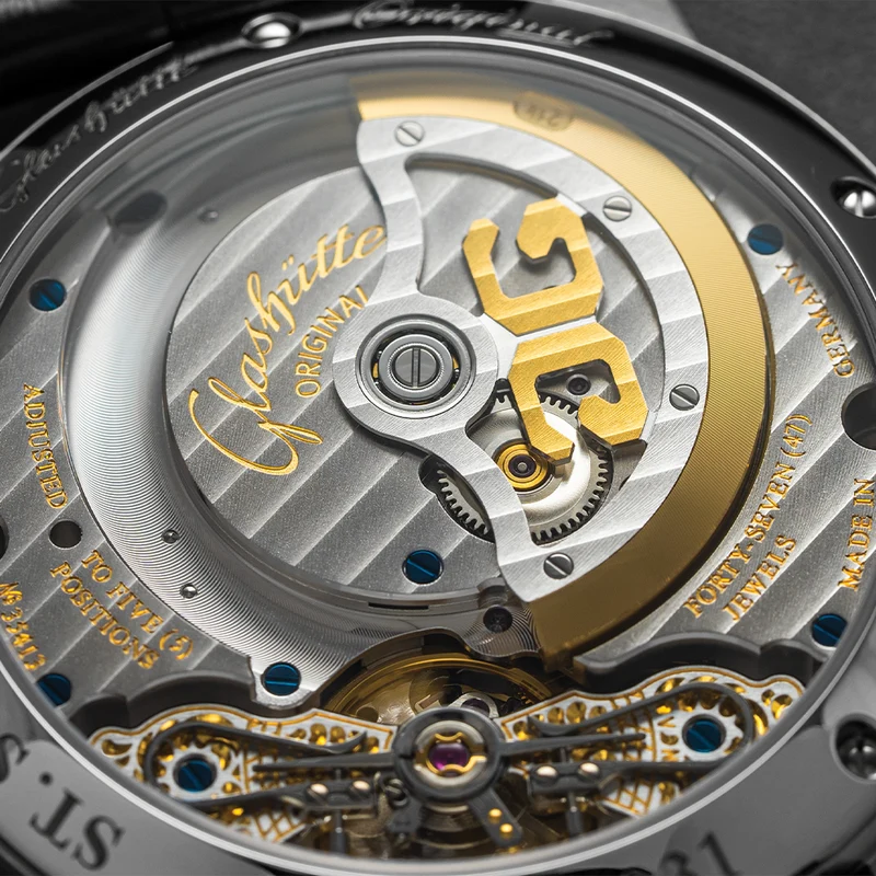 PanoMaticLunar 40mm - Silver on Leather Strap