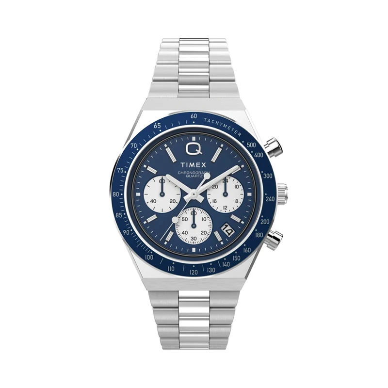Q Timex Chronograph 40mm - Blue on Bracelet