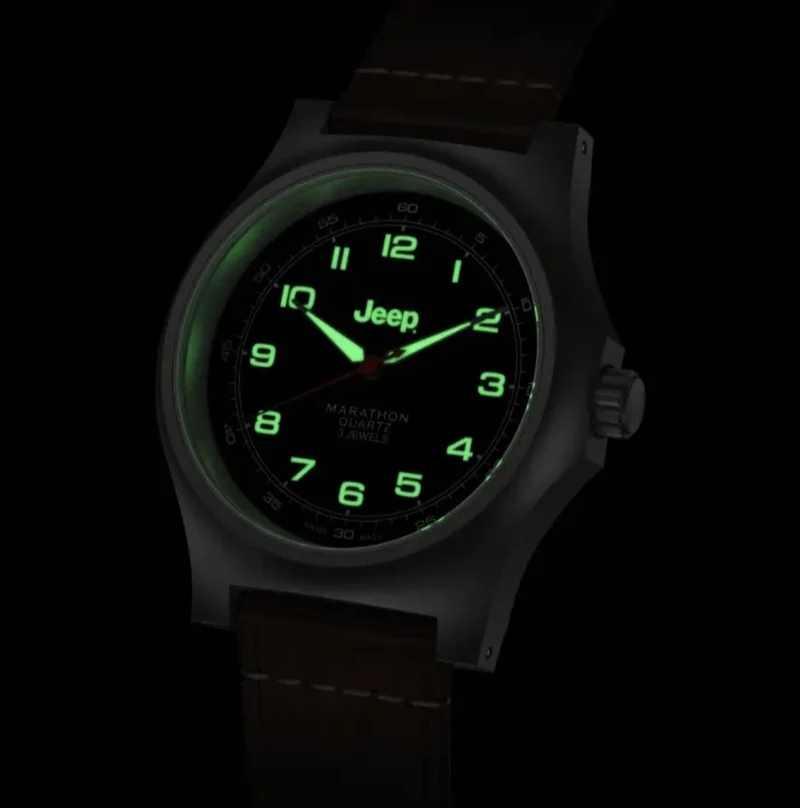 Jeep Willy's SSGPQ Officer's Quartz 41mm - Black on Leather Strap