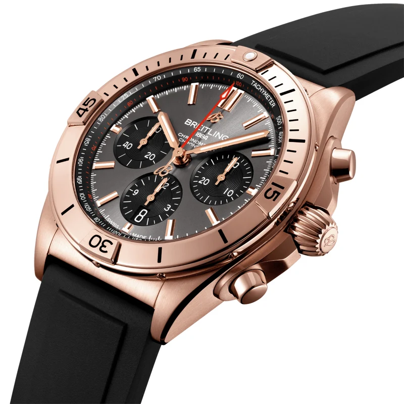 Chronomat B01 18k Red Gold 42mm - Anthracite on Rubber Strap