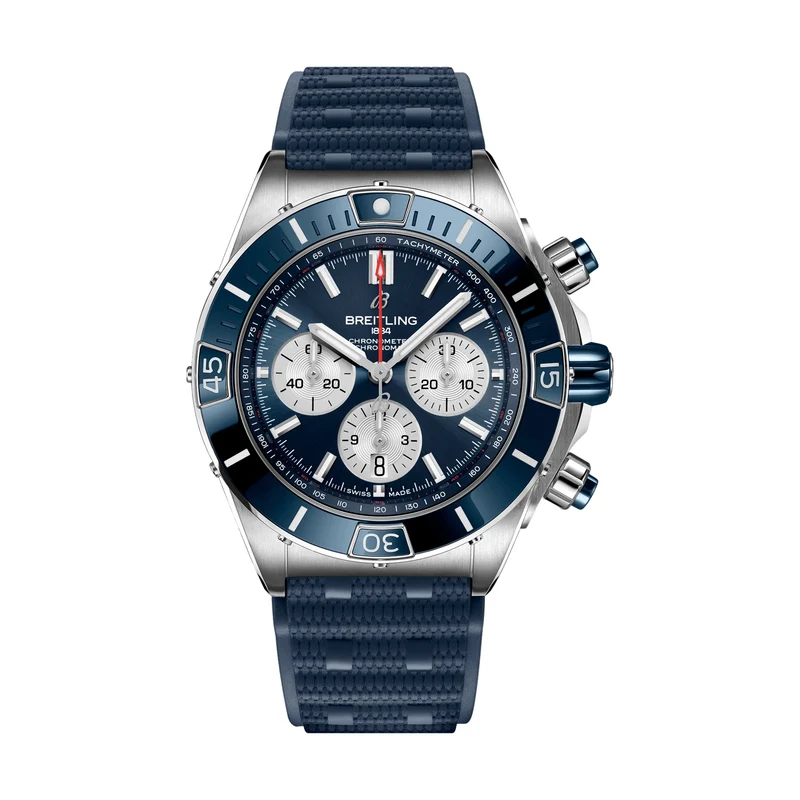 Super Chronomat B01 44mm - Blue on Rubber Strap