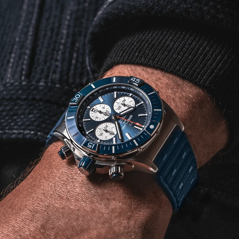 Super Chronomat B01 44mm - Blue on Rubber Strap