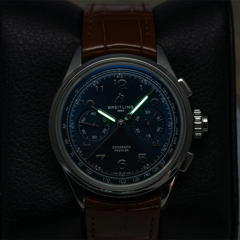 Premier B15 Duograph 42mm - Blue on Leather Strap