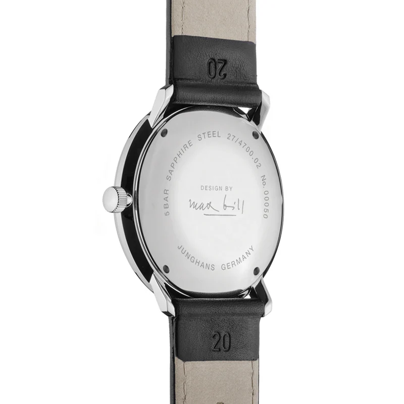 Max Bill Automatic w/ Numerals and Sapphire Crystal 38mm - Silver on Leather Strap